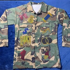 Custom Rhinestone Camo Utility Jacket - "Stay Saucey" Queen Bling - Women’s XL